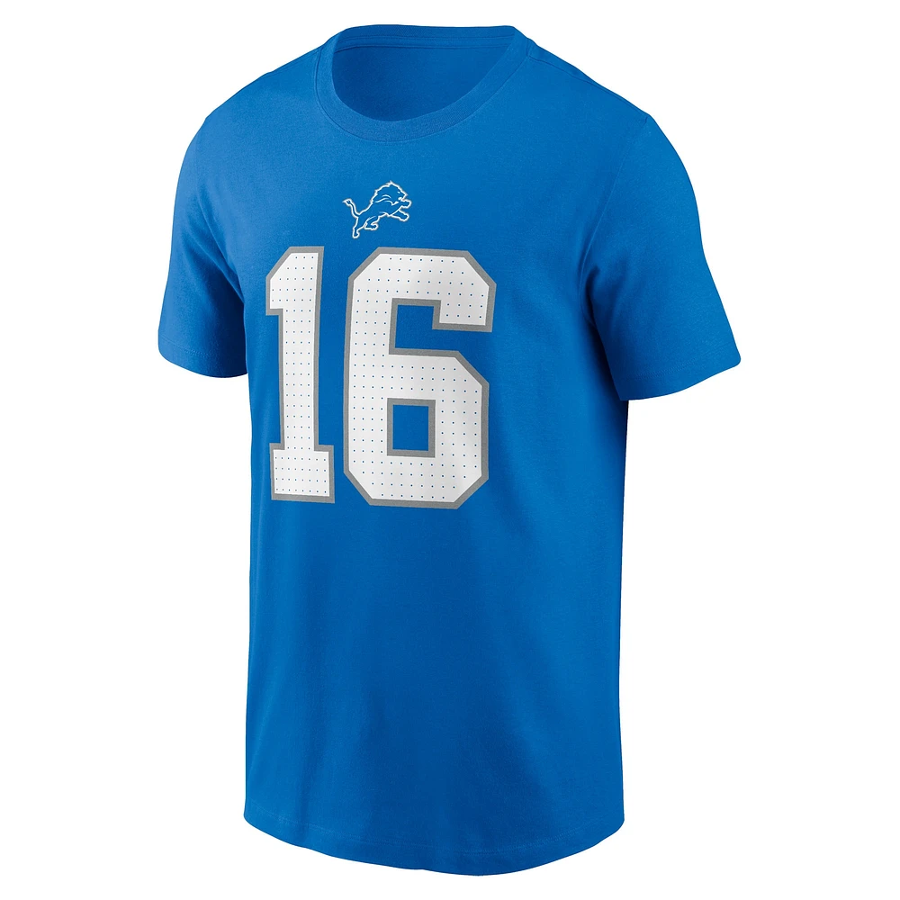 T-shirt Nike Jared Goff pour hommes, bleu, nom et numéro des Detroit Lions