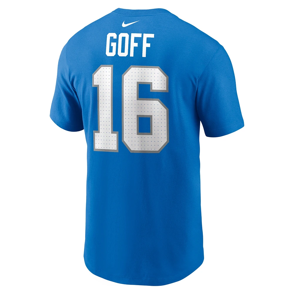 T-shirt Nike Jared Goff pour hommes, bleu, nom et numéro des Detroit Lions