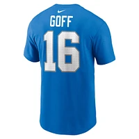 T-shirt Nike Jared Goff pour hommes, bleu, nom et numéro des Detroit Lions