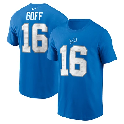 T-shirt Nike Jared Goff pour hommes, bleu, nom et numéro des Detroit Lions