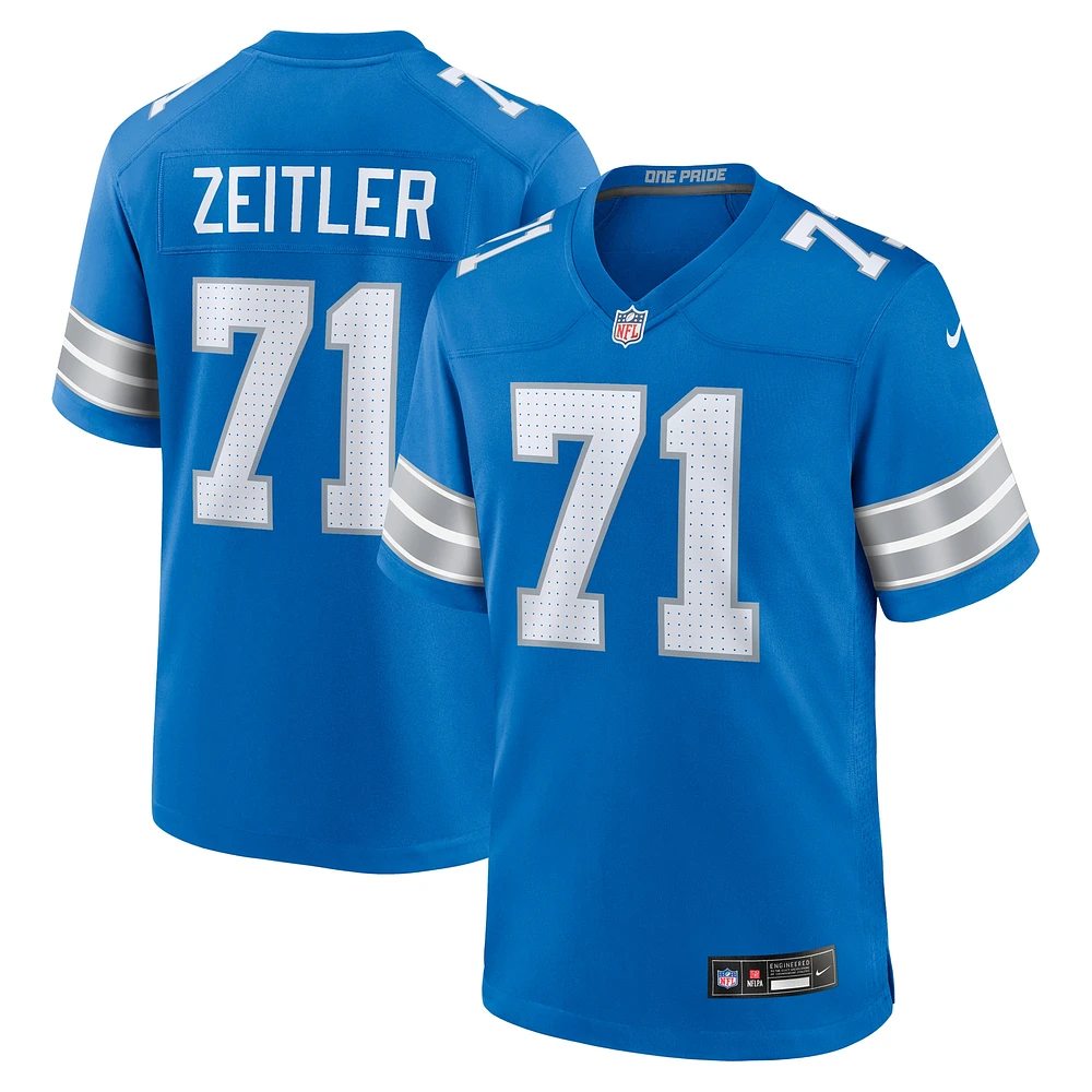 Maillot de match Nike Kevin Zeitler des Detroit Lions pour homme, bleu