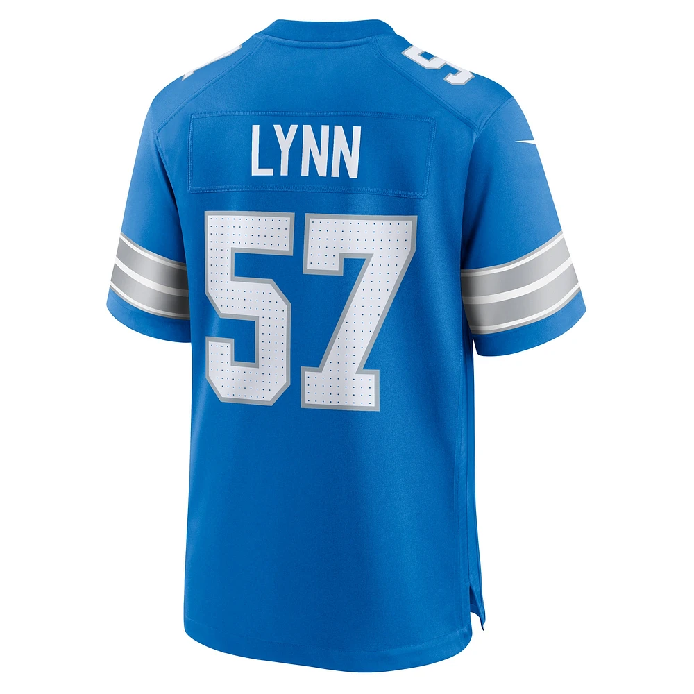 Maillot de match Nike Nate Lynn des Detroit Lions pour homme, bleu, bleu