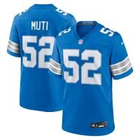 Maillot de match Nike Netane Muti pour hommes, bleu, Detroit Lions