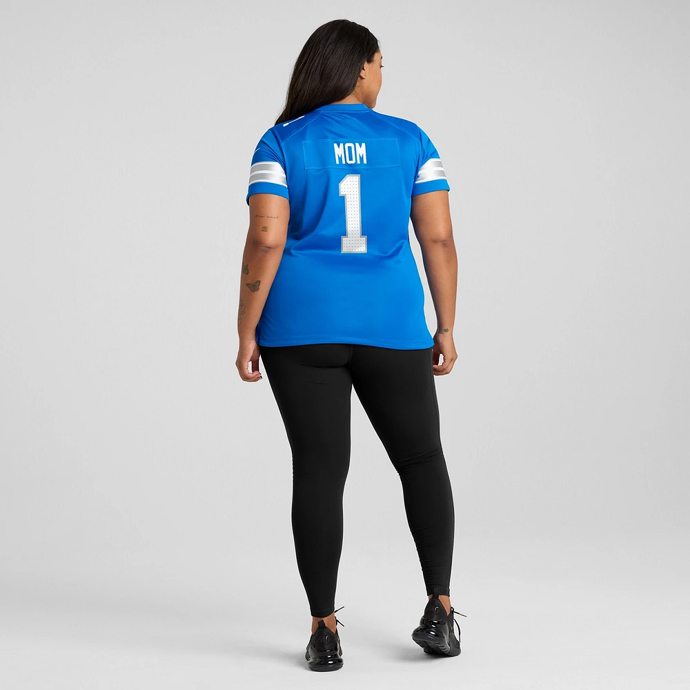 Maillot de match Nike numéro 1 Mom Blue Detroit Lions pour hommes