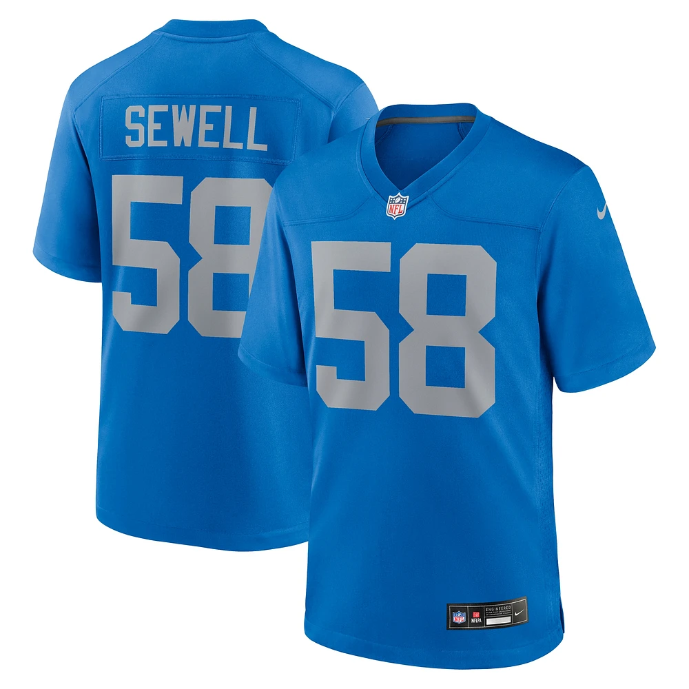 Maillot de match alternatif Nike Penei Sewell bleu des Lions Detroit pour homme