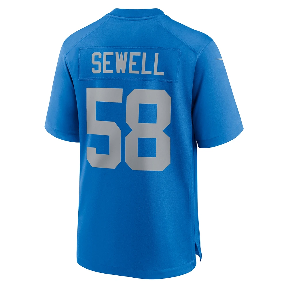 Maillot de match alternatif Nike Penei Sewell bleu des Lions Detroit pour homme