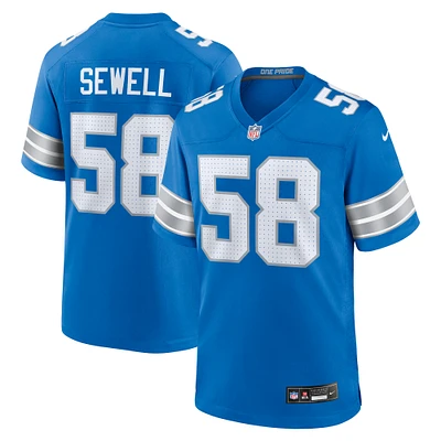 Maillot de match Nike Penei Sewell pour hommes, bleu, Detroit Lions