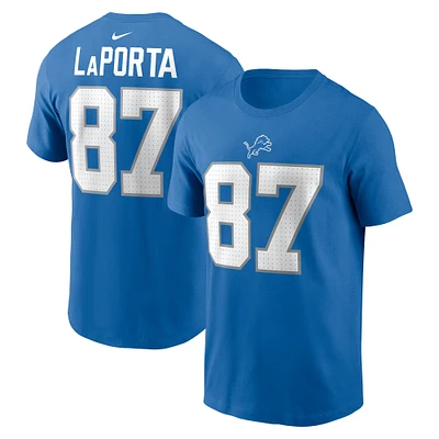 T-shirt Nike Sam LaPorta bleu Detroit Lions avec nom et numéro pour homme