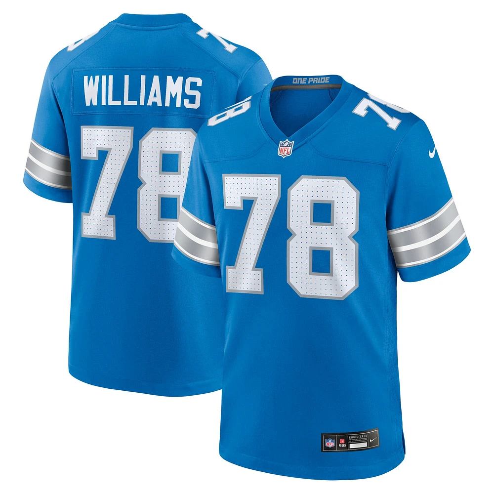 Men's Nike Tyleik Williams Blue Detroit Lions 2025 NFL Draft First Round Pick Game Jersey