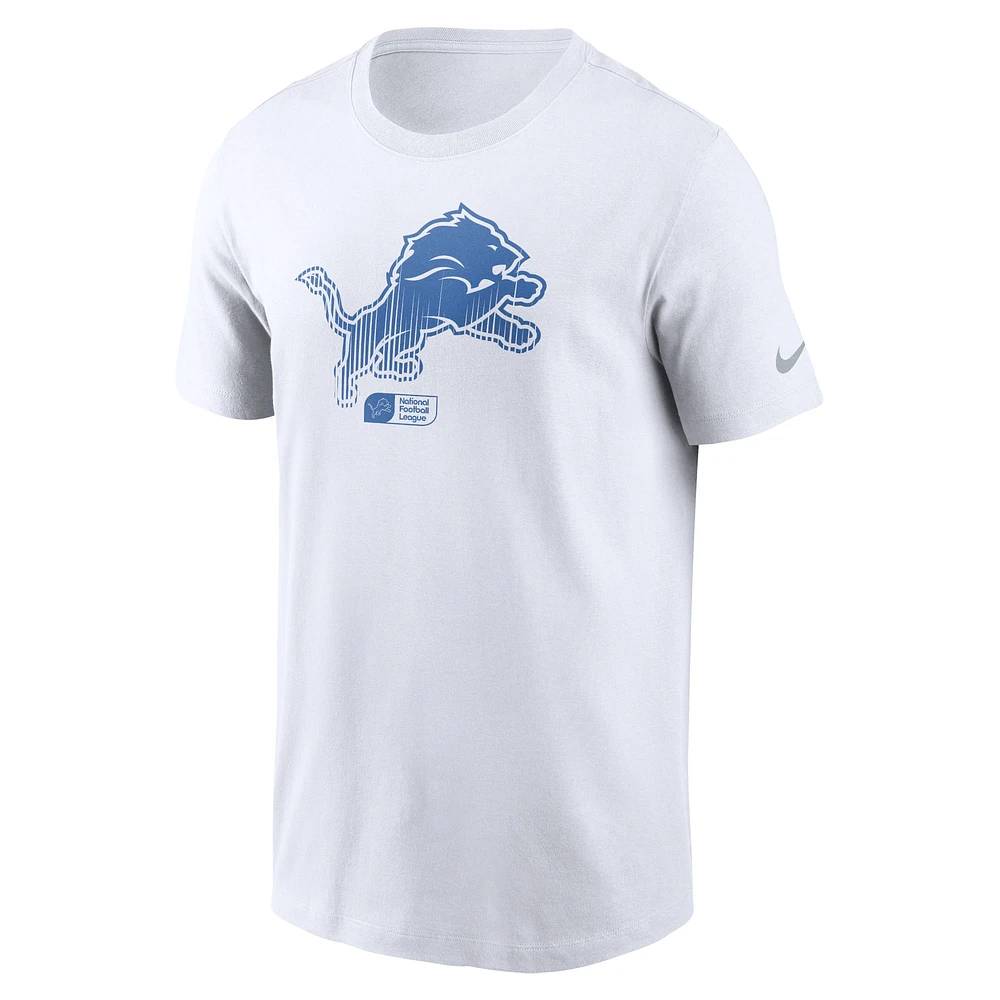 T-shirt essentiel Nike White Detroit Lions délavé pour homme