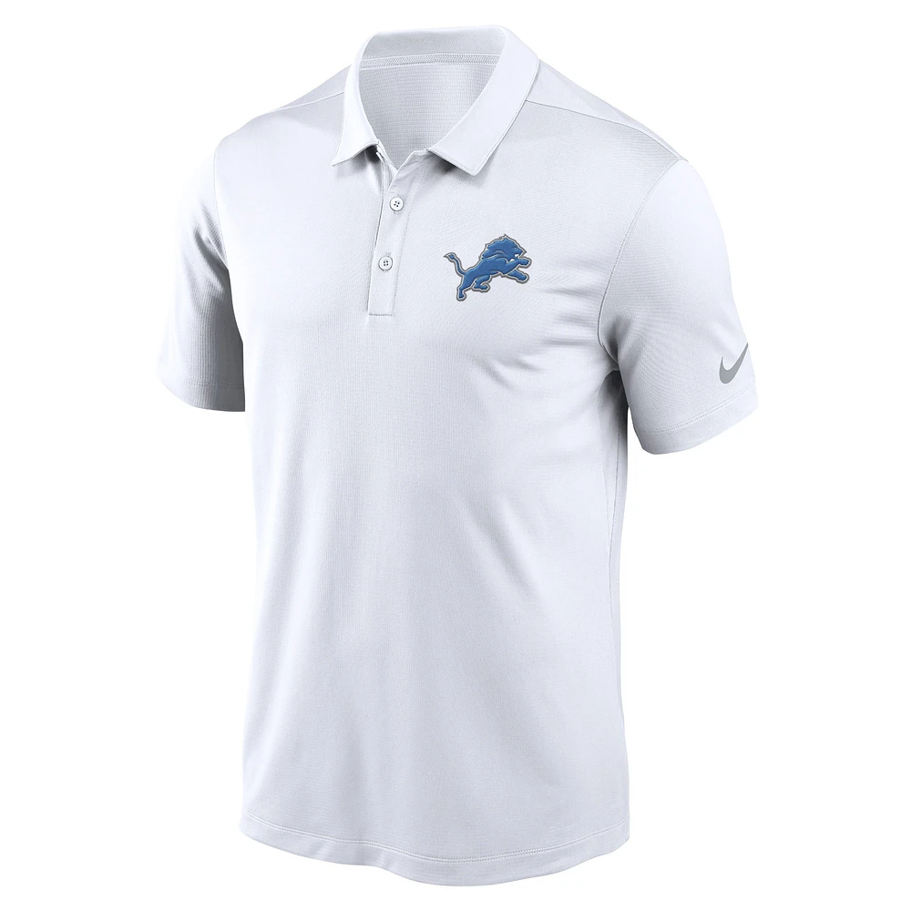 Polo de performance Nike blanc avec logo la franchise des Detroit Lions pour hommes