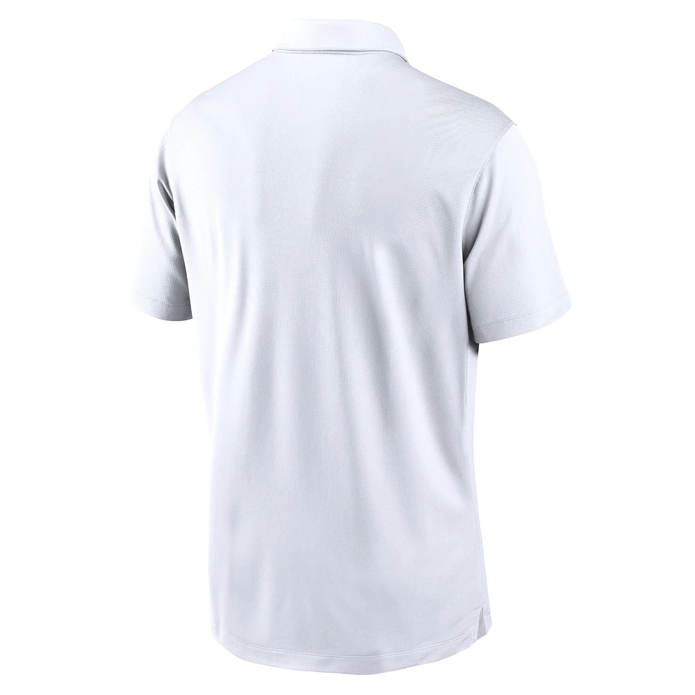 Polo de performance Nike blanc avec logo la franchise des Detroit Lions pour hommes