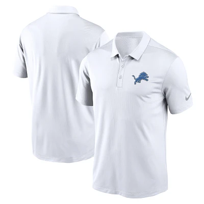 Polo de performance Nike blanc avec logo la franchise des Detroit Lions pour hommes