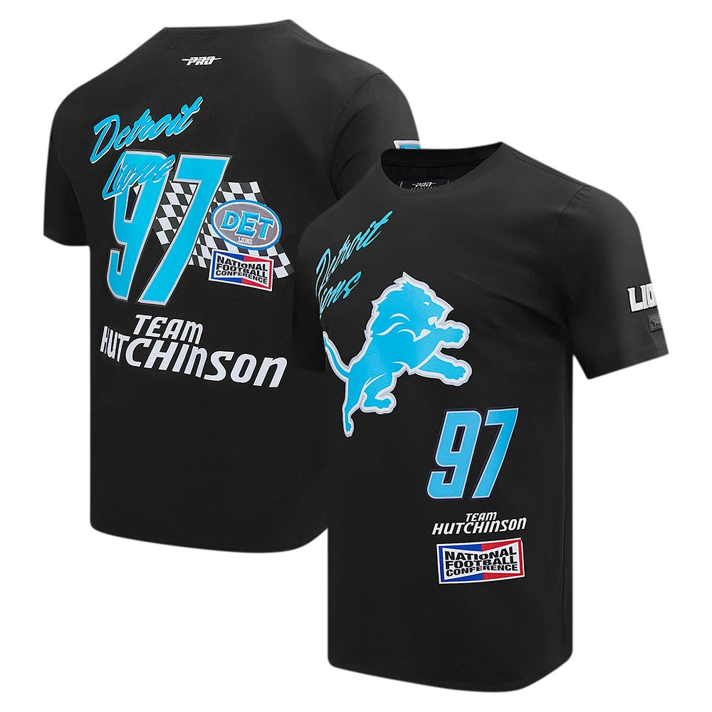 T-shirt noir Pro Standard Aidan Hutchinson pour hommes des Detroit Lions Fast Lane avec nom et numéro de joueur