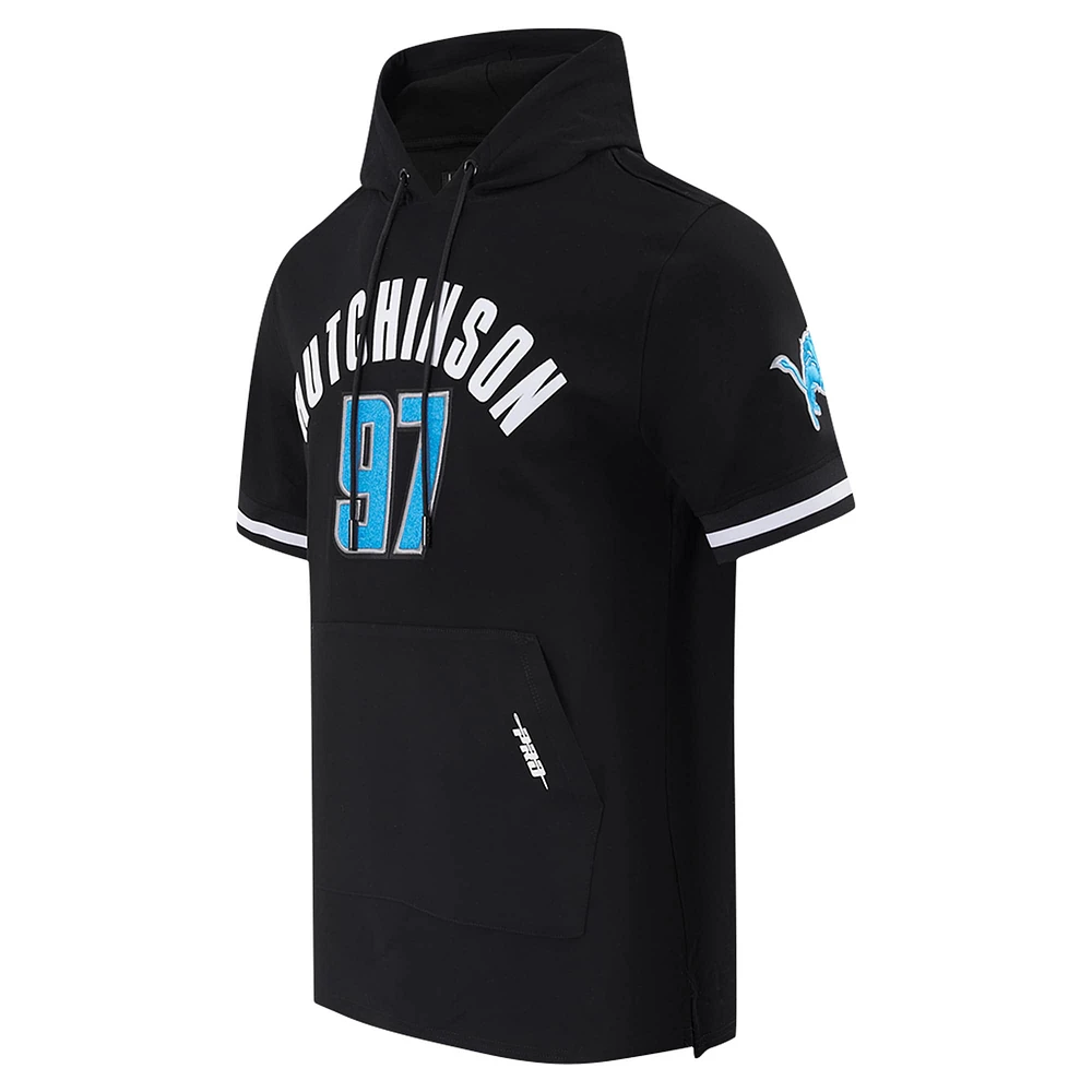 Men's Pro Standard Aidan Hutchinson Black Detroit Lions Player Name & Number Hoodie T-Shirt