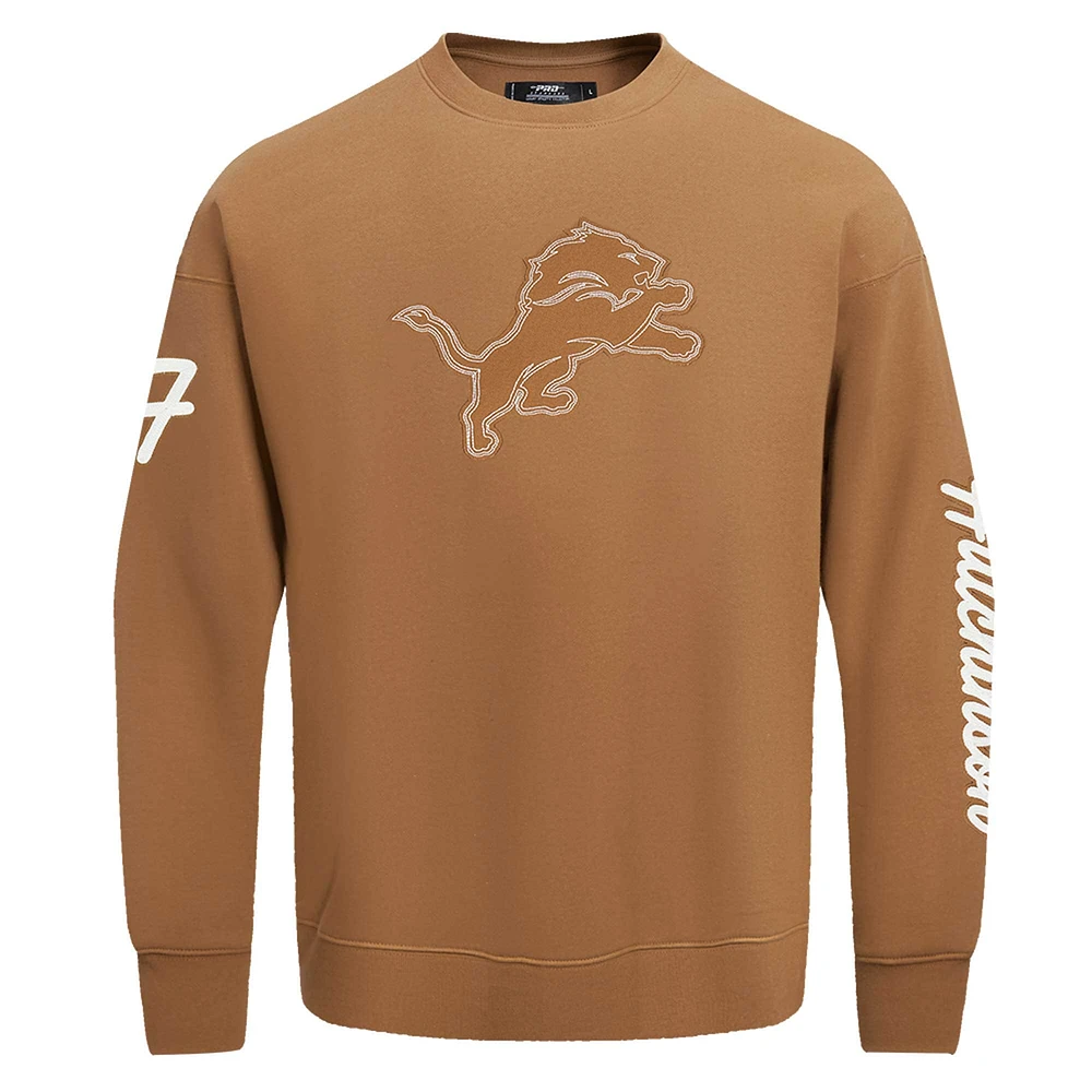 Men's Pro Standard Aidan Hutchinson Brown Detroit Lions Pullover Crewneck Sweatshirt