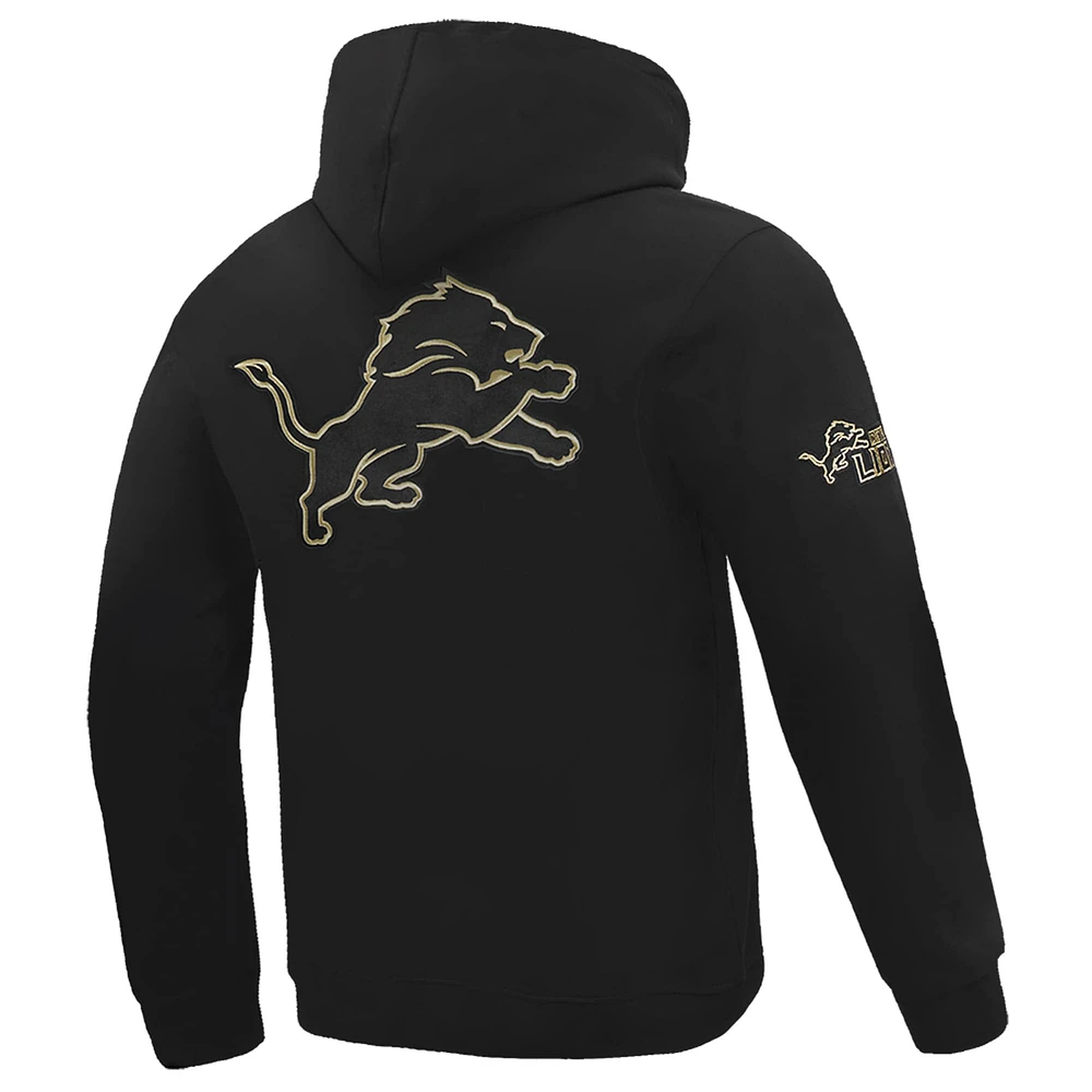 Men's Pro Standard Black Detroit Lions Classic Chenille Pullover Hoodie