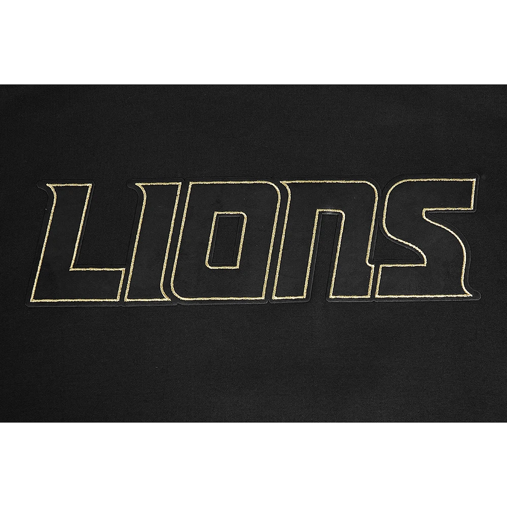 Men's Pro Standard Black Detroit Lions Classic Chenille Pullover Hoodie