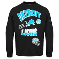 Men's Pro Standard Black Detroit Lions Turn It Up Drop Shoulder Pullover Sweatshirt