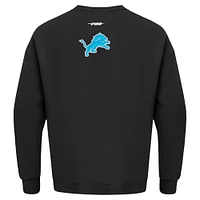 Men's Pro Standard Black Detroit Lions Turn It Up Drop Shoulder Pullover Sweatshirt