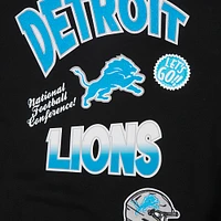 Men's Pro Standard Black Detroit Lions Turn It Up Drop Shoulder Pullover Sweatshirt