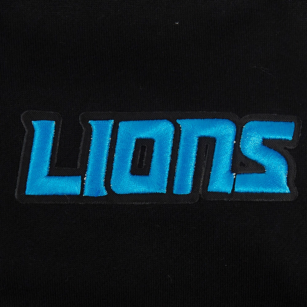 Men's Pro Standard Black Detroit Lions Turn It Up Drop Shoulder Pullover Sweatshirt