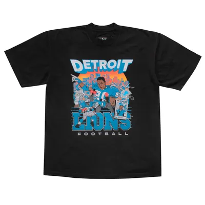 Smplfd Black Detroit Lions Newsprint T-shirt