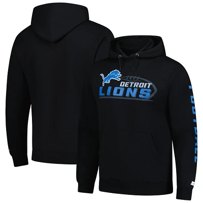 Men's Starter Black Detroit Lions Vintage Pullover Hoodie