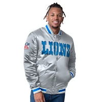 Men's Starter  Blue/Silver Detroit Lions Closer Reversible Satin Full-Snap Jacket