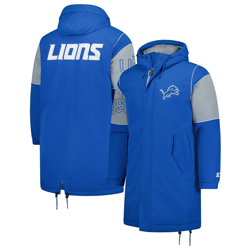 Men's Starter Blue Detroit Lions Dynasty Polyfill Stadium Full-Zip Jacket