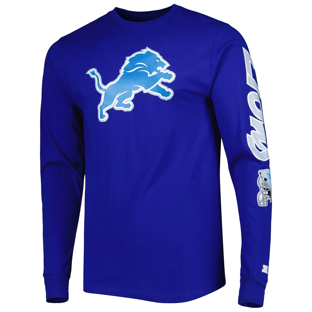 Men's Starter Blue Detroit Lions Halftime Long Sleeve T-Shirt