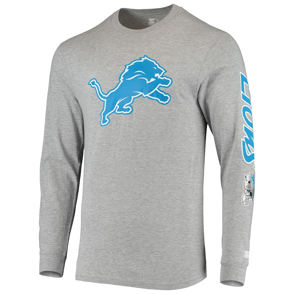 T-shirt à manches longues Starter gris chiné Detroit Lions pour homme