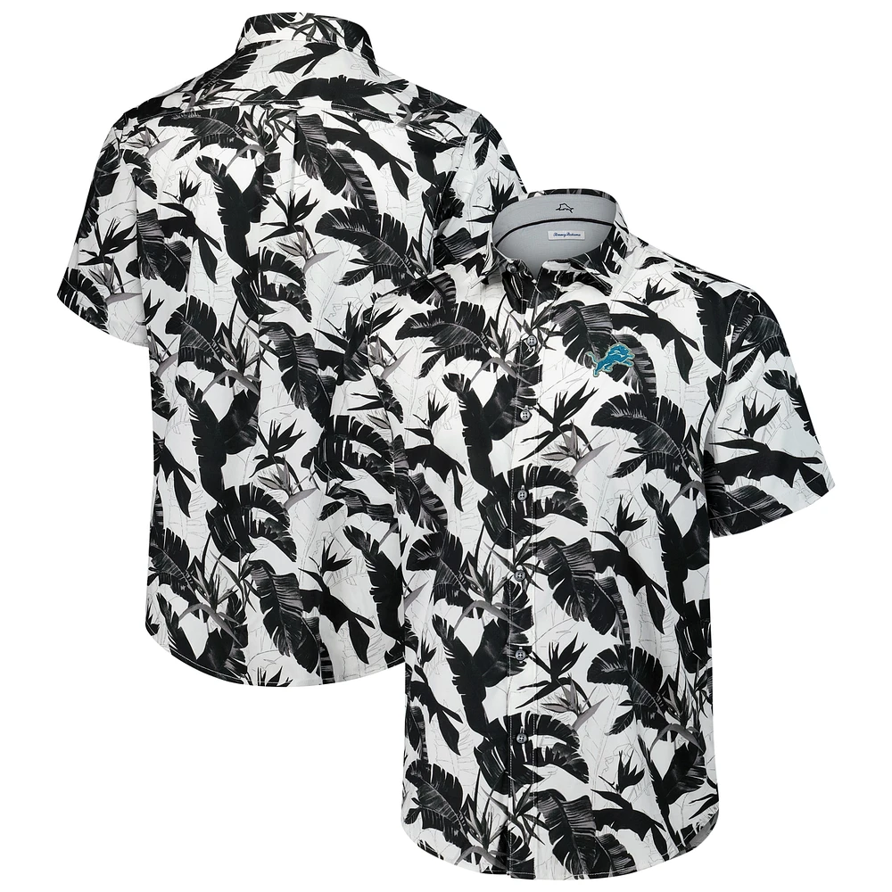 Men's Tommy Bahama Black Detroit Lions Sunnyvale Blooms Camp Button-Up Shirt