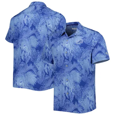 Men's Detroit Tigers Tommy Bahama Navy Jungle Shade Silk Camp Button-Up  Shirt