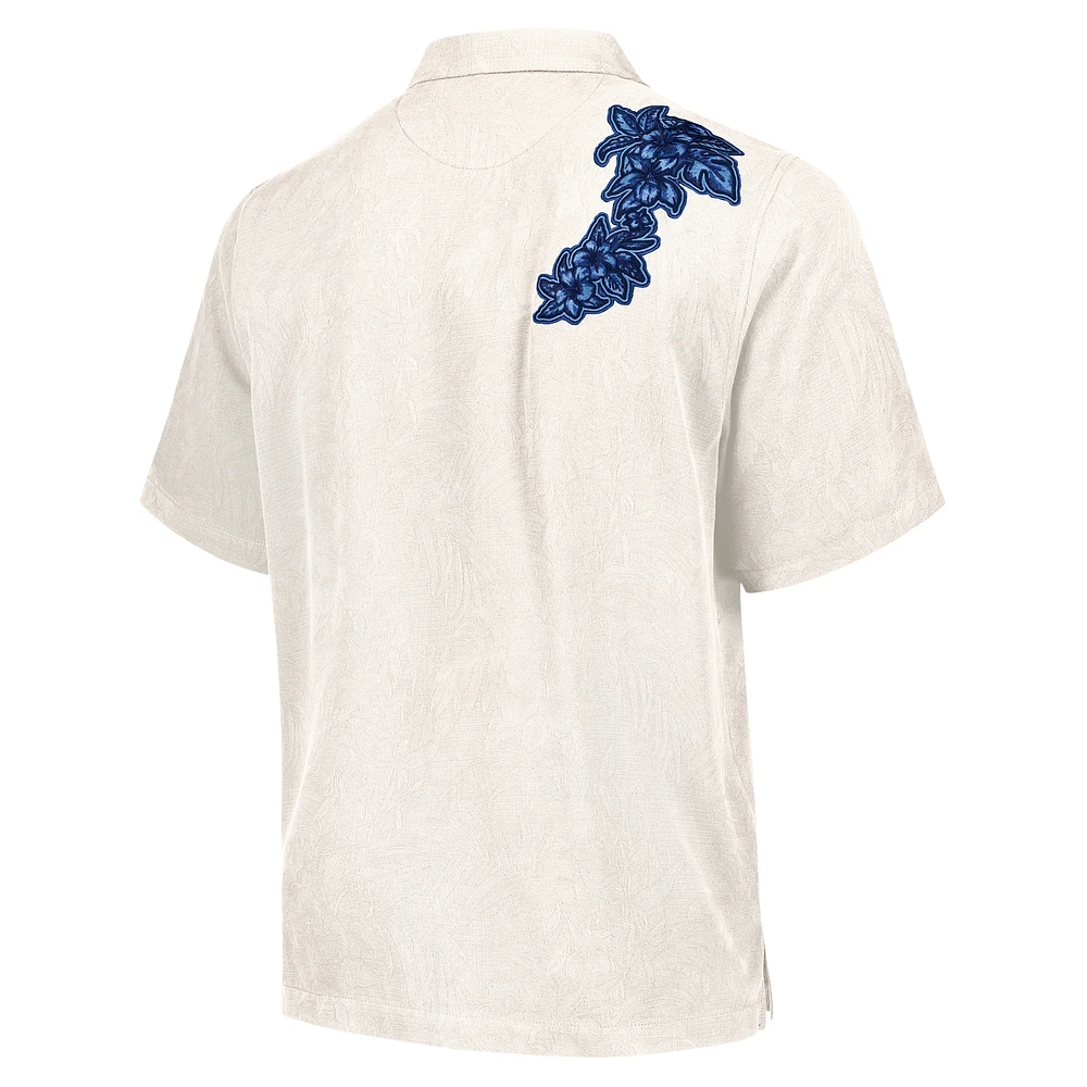 Men's Tommy Bahama Cream Detroit Lions Hibiscus Camp Button-Up Shirt