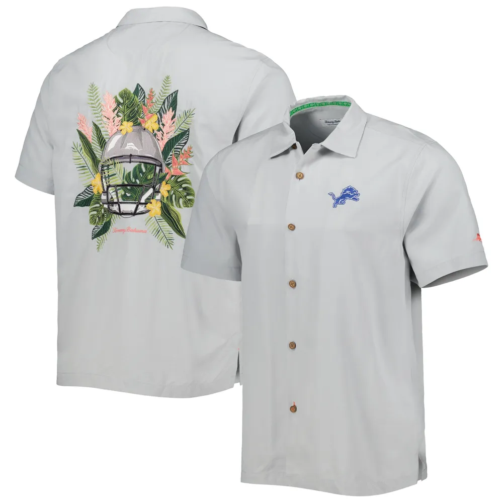 Lids Detroit Lions Tommy Bahama Coconut Point Frondly Fan Camp IslandZone  Button-Up Shirt - Gray