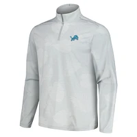 Sweat-shirt à demi-zip Tommy Bahama gris Detroit Lions Delray Frond IslandZone pour hommes