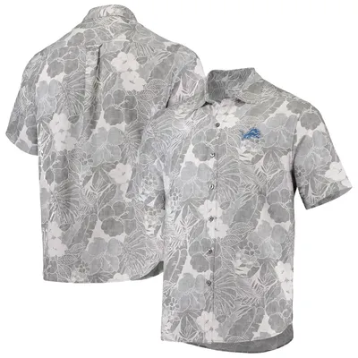 Detroit Lions Tommy Bahama Coconut Point Playa Floral IslandZone Button-Up Shirt - Silver