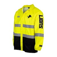 Men's Yellow Detroit Lions Hi-Vis Safety Waterproof Rainshell Full-Zip Hooded Jacket