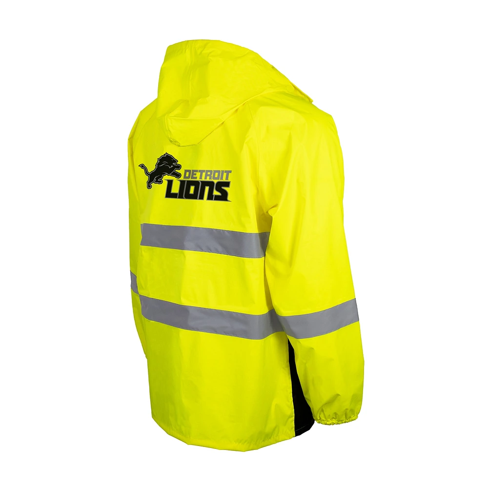 Men's Yellow Detroit Lions Hi-Vis Safety Waterproof Rainshell Full-Zip Hooded Jacket