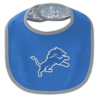 Ensemble body, bavoir et bonnet en tricot Detroit Lions Dynamic Duo pour nouveau-né bébé