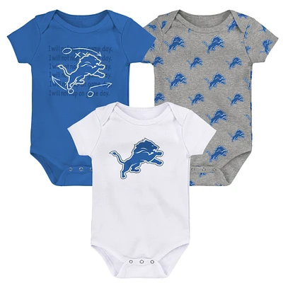 Ensemble de 3 bodys Starter pour nouveau-nés et nourrissons des Detroit Lions Team