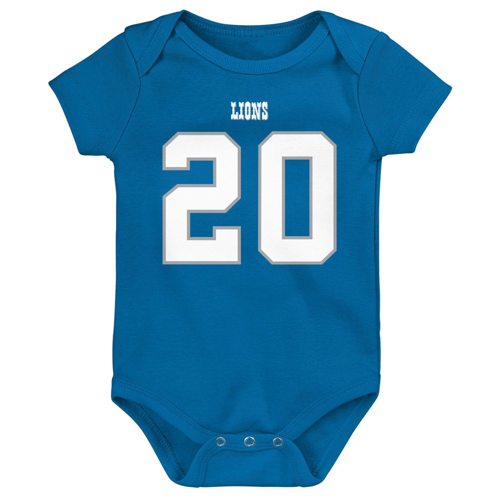 Newborn & Infant Mitchell Ness Barry Sanders Blue Detroit Lions Retro Name Number Bodysuit