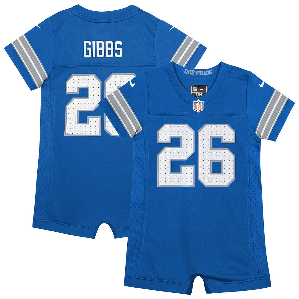 Maillot de jeu Nike Jahmyr Gibbs bleu Detroit Lions pour nouveau-né et bébé