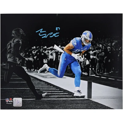 Photographie autographiée de 11"x 14" de Sam LaPorta, des Lions de Detroit, lors du touchdown