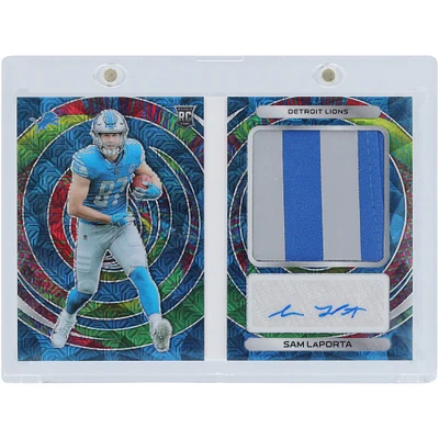 Livret de reliques Panini Spectra Rookie Optics 2 couleurs autographié par Sam LaPorta des Detroit Lions #RO-SLA #5/15