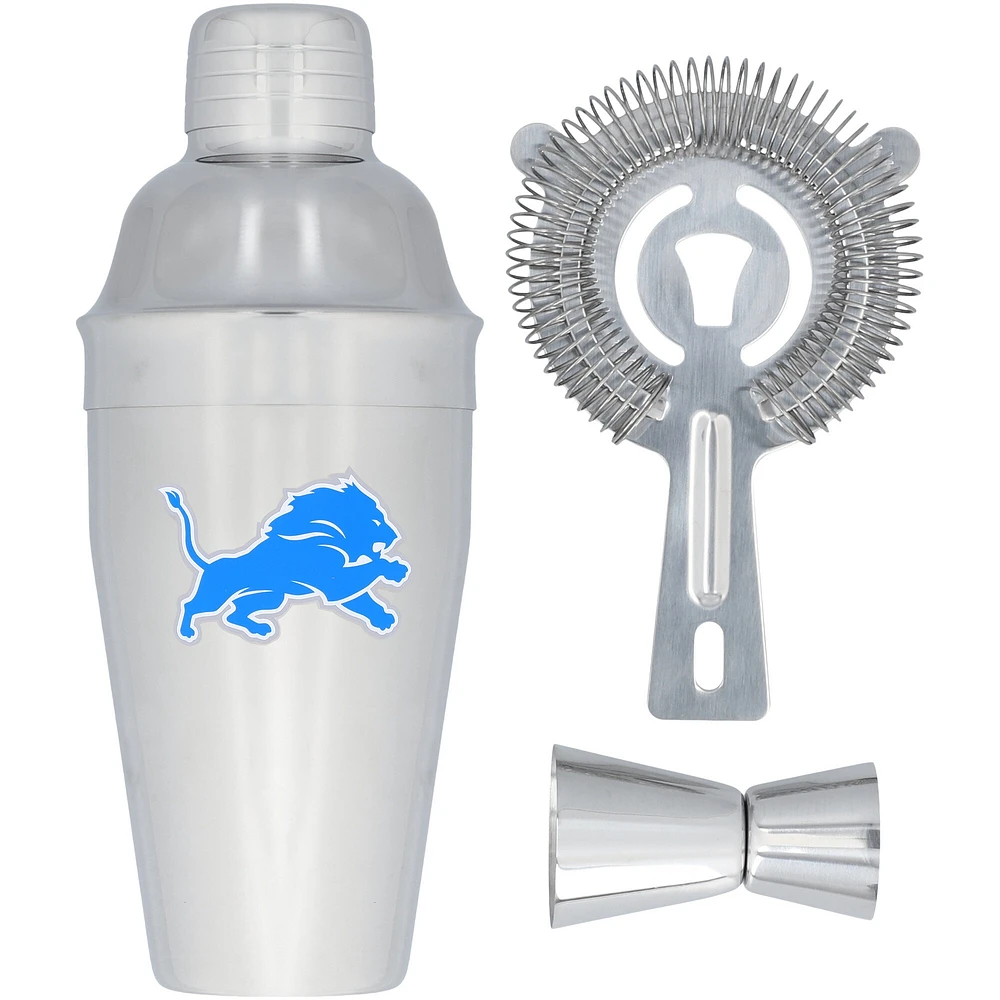 The Memory Company Detroit Lions Stainless Steel Shaker, Strainer & Jigger Set