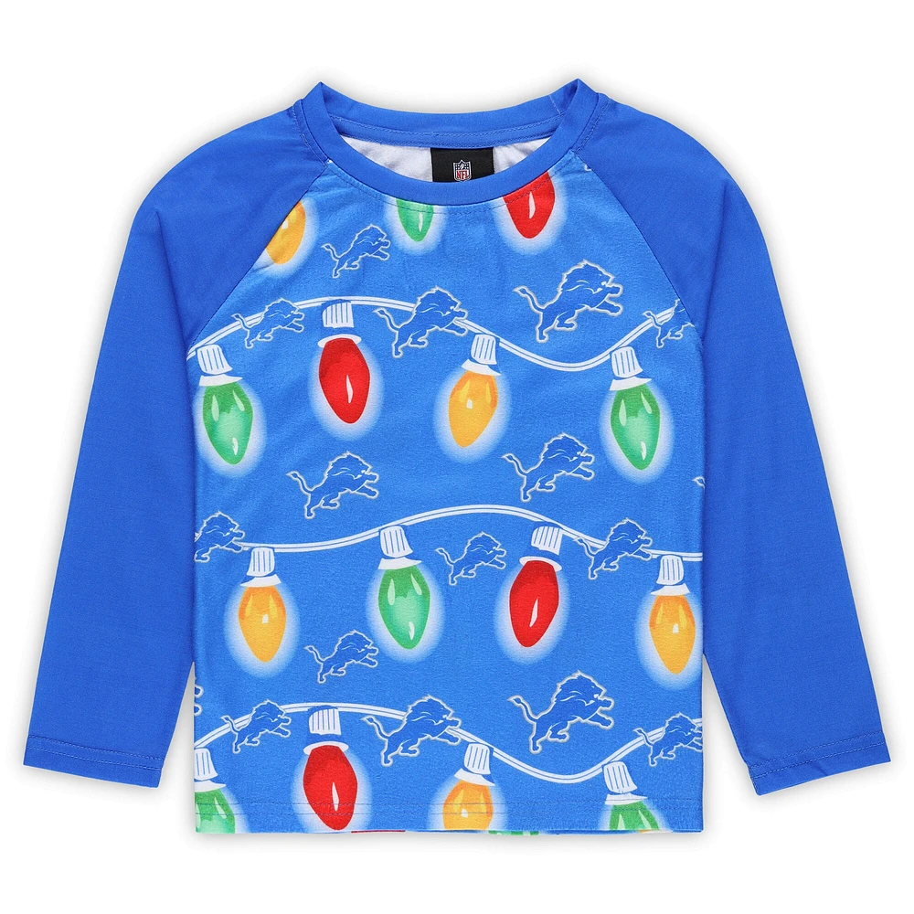 Ensemble pyjama à manches longues pour tout-petits Detroit Lions en deux pièces avec guirlande