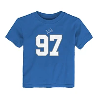T-shirt Nike bleu pour enfant avec nom et numéro de joueur des Lions Detroit Aidan Hutchinson