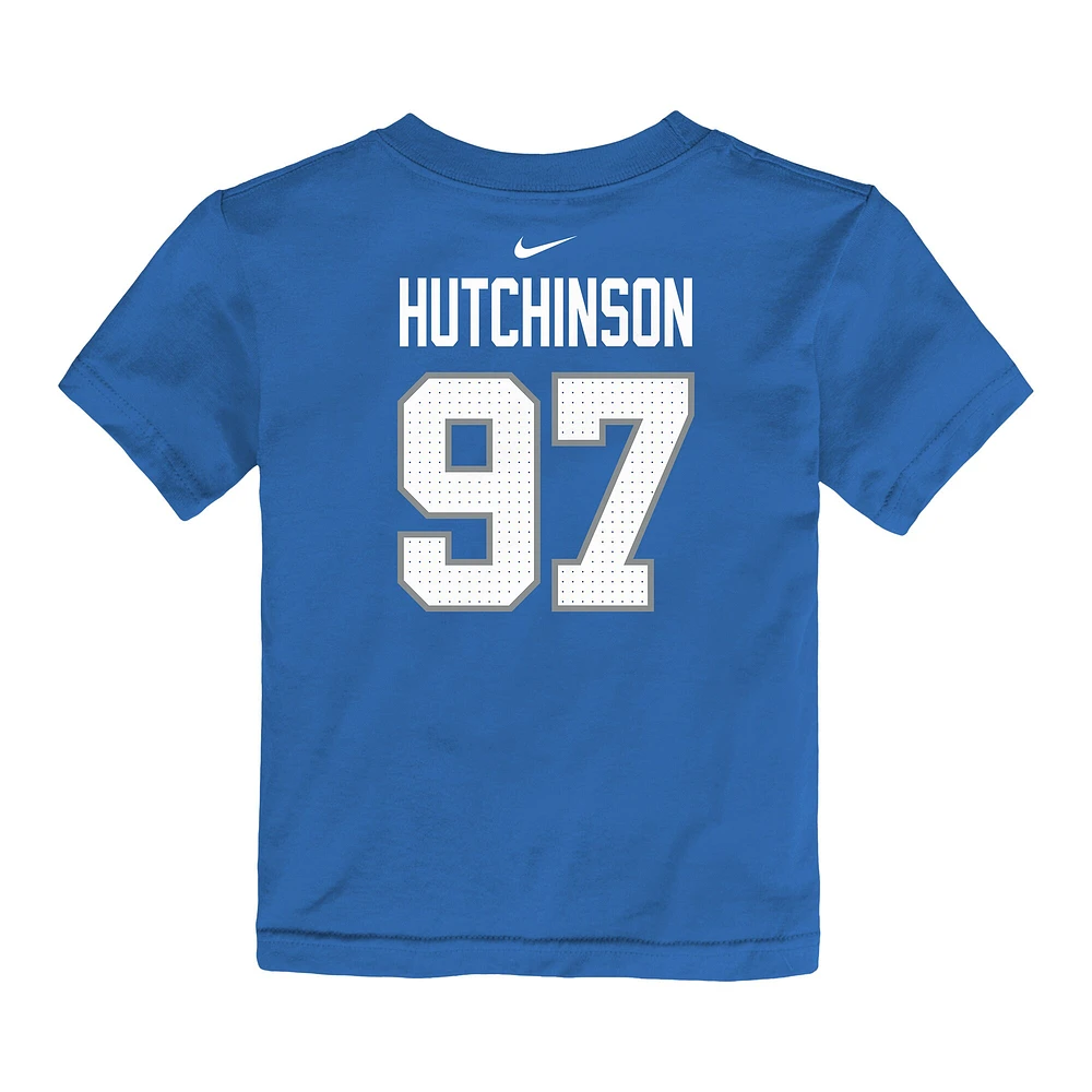 T-shirt Nike bleu pour enfant avec nom et numéro de joueur des Lions Detroit Aidan Hutchinson